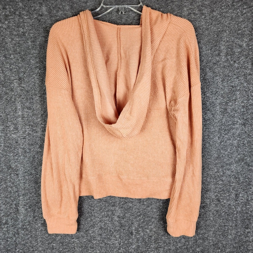 Rip Curl Ribbed V-Neck Hoodie Womens XS Knit Kangaroo Pocket Pullover - Picture 2 of 9